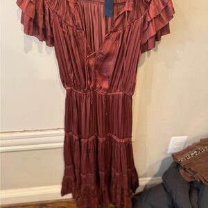 Chic Burgundy Ruffle Maxi Dress